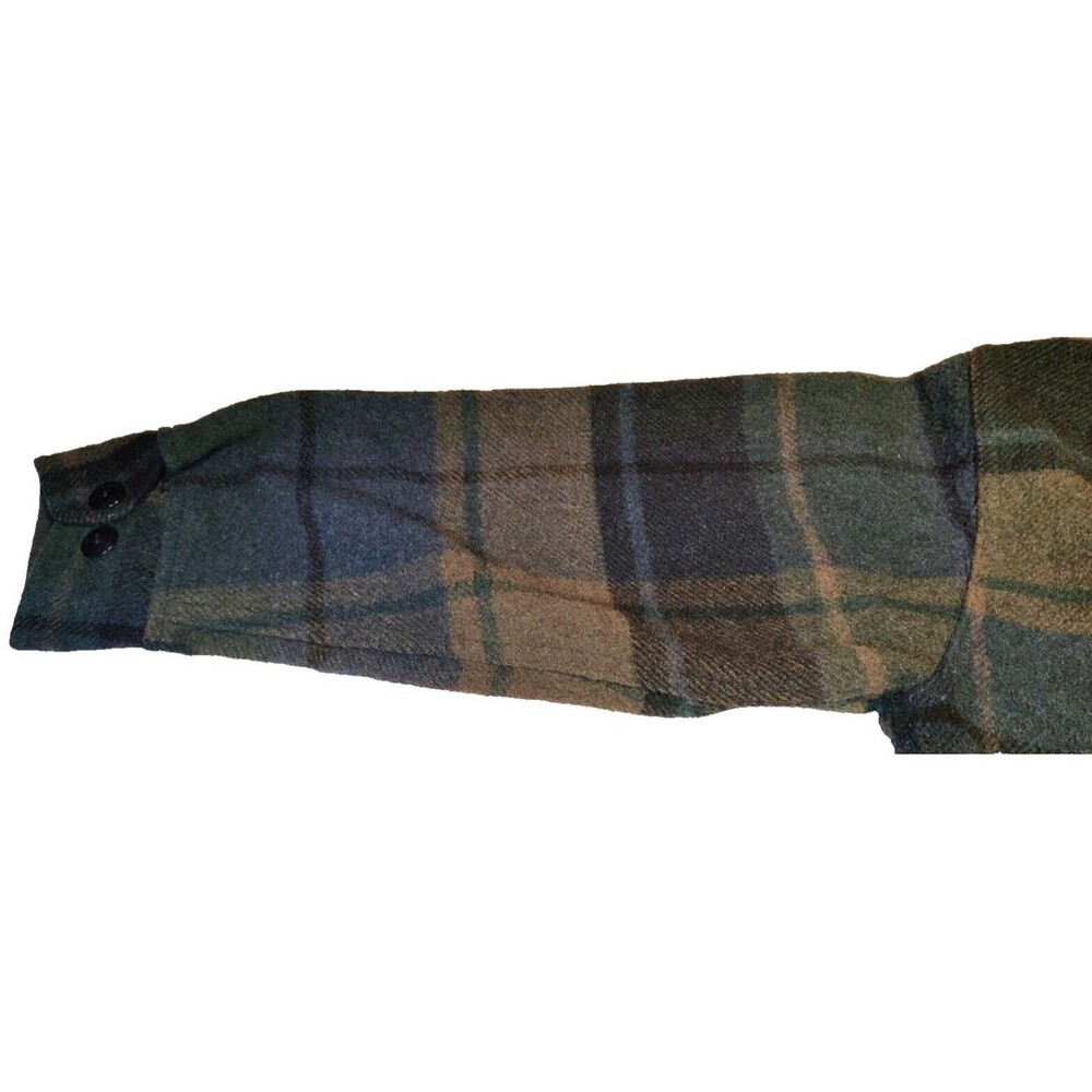 Vintage Traverse Bay Woolen Company Wool Flannel Shirt Green Blue Color 40s 50s - Picture 6 of 15